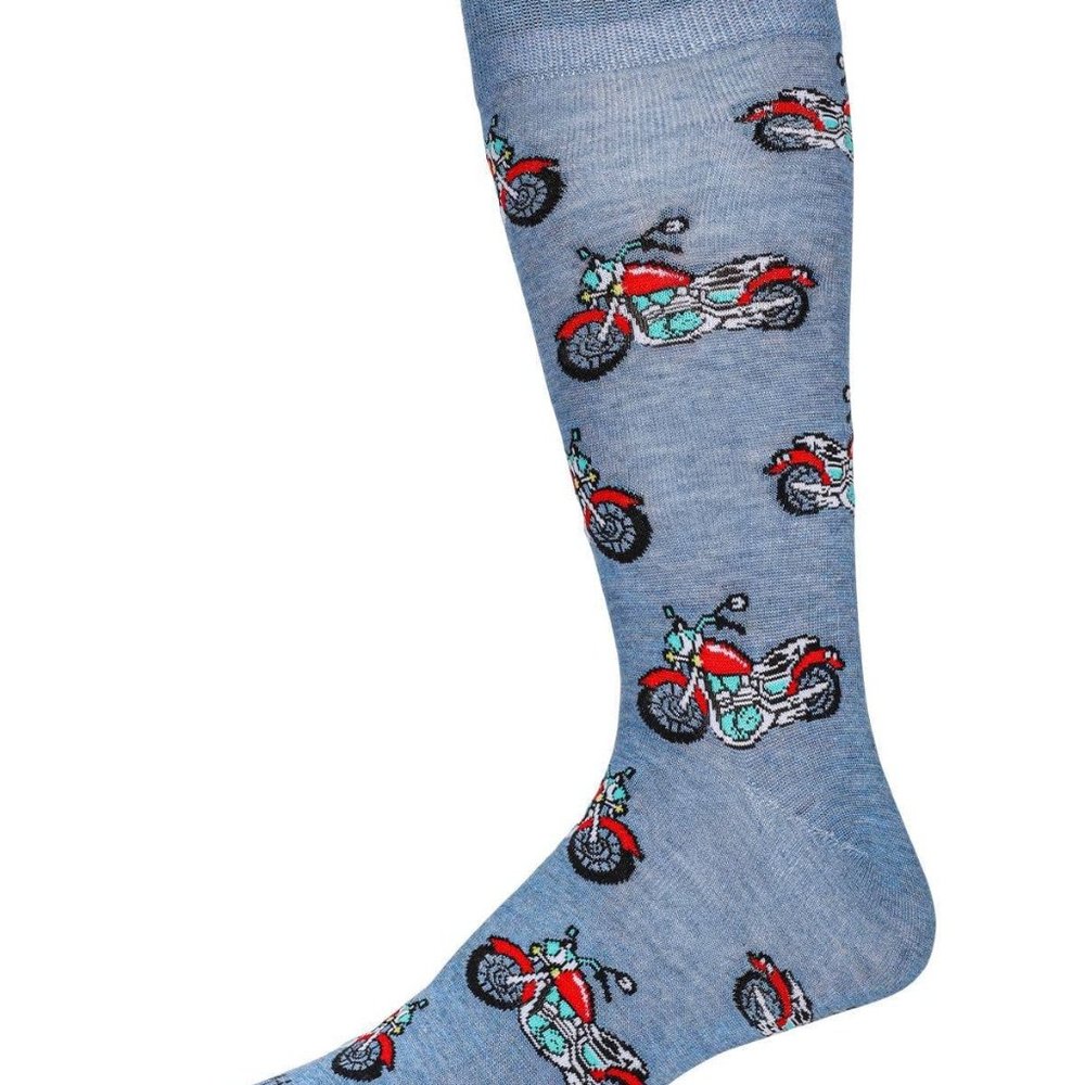 Men's Motorcycles Bamboo Crew Socks: 10-13 / Denim Heather